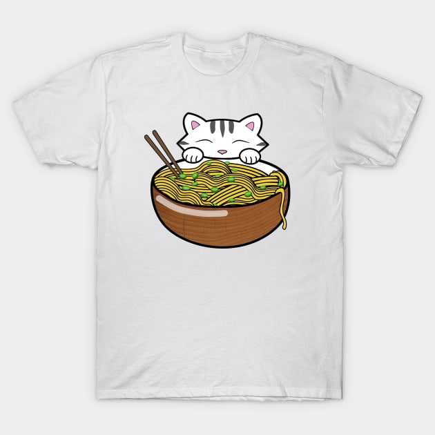 Cute cat eating ramen Ramen Cat T Shirt TeePublic